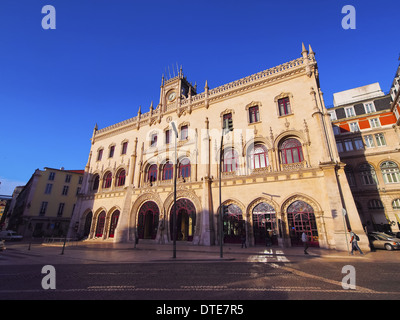 Vue de la gare de Rossio à Lisbonne, Portugal Banque D'Images