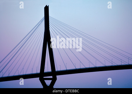 Pont à haubans, Köhlbrandbrücke, port de Hambourg, Allemagne Banque D'Images