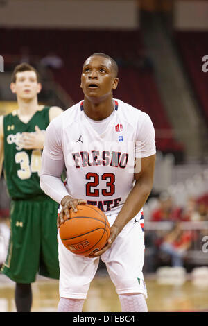 Fresno, CA, USA. Feb 15, 2014. 15 février 2014 Fresno, CA - Fresno State guard Marvelle Harris dans le jeu entre le Colorado State Rams et le fresno State Bulldogs au Save Mart Center à Fresno, CA. Fresno State a remporté son cinquième match 75 à 66. Credit : csm/Alamy Live News Banque D'Images