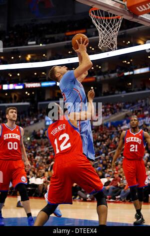 Los Angeles, Californie, USA. 09Th Feb 2014. Blake Griffin # 32 de la Los Angeles Clippers au cours de la NBA match entre les Los Angeles Clippers et les Philadelphia 76ers au Staples Center de Los Angeles, Californie. Charles Baus/CSM/Alamy Live News Banque D'Images