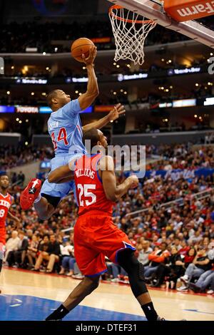 Los Angeles, Californie, USA. 09Th Feb 2014. Willie Green # 34 de la Los Angeles Clippers au cours de la NBA match entre les Los Angeles Clippers et les Philadelphia 76ers au Staples Center de Los Angeles, Californie. Charles Baus/CSM/Alamy Live News Banque D'Images