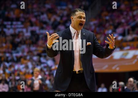Knoxville, TN, USA. 16 Février, 2014. 16 février 2014:entraîneur en chef Matthew Mitchell du Kentucky Wildcats réagit pendant le match de basket-ball de NCAA entre l'Université du Tennessee Lady Vols et les Wildcats de Kentucky à Thompson-Boling Arena de Knoxville, TN Crédit : csm/Alamy Live News Banque D'Images