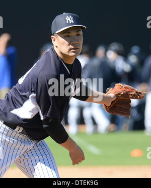Tampa, Floride, USA. 16 Février, 2014. Masahiro Tanaka (Yankees) MLB New York Yankees : camp de formation du printemps à Tampa, Floride, États-Unis . Credit : AFLO/Alamy Live News Banque D'Images