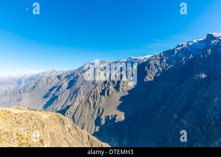 Canyon de Colca, Pérou, Amérique du Sud. Pour construire des terrasses agricoles Incas avec étang et Falaise. L'un des canyons les plus profonds au monde Banque D'Images