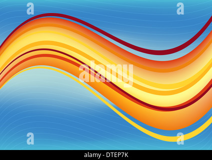 Les vagues bleu et orange fond paquet Banque D'Images