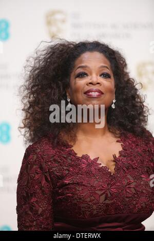 Londres, Grande-Bretagne. 16 Février, 2014. Artiste, et nous l'actrice Oprah Winfrey pose dans la salle de presse de la 66e assemblée annuelle British Academy Film Awards aka l'EE British Academy Film Awards Baftas aka au Royal Opera House de Londres, Grande-Bretagne, 16 février 2014. Photo : Hubert Boesl - PAS DE SERVICE DE FIL/dpa/Alamy Live News Banque D'Images