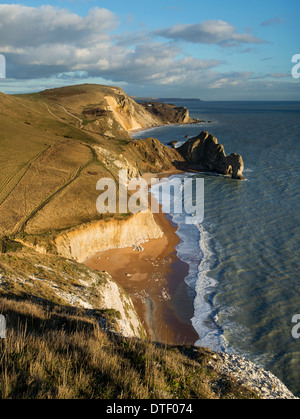 Superbe vue à l'est de Swyre la tête en bas, pour de Durdle Door, Hambury Tout et Dungy Head, Dorset, UK Banque D'Images