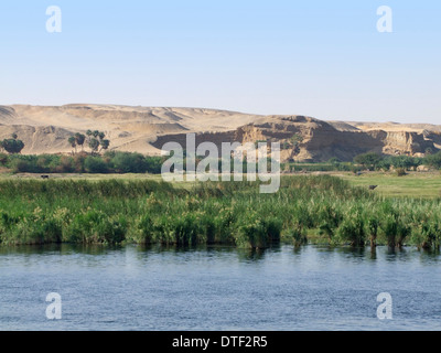 Paysages du Nil au bord de l'eau entre Edfu et Kom Ombo en Egypte Banque D'Images