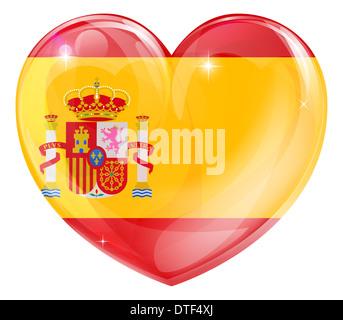 Drapeau Espagne love heart concept avec le drapeau espagnol en forme de coeur Banque D'Images