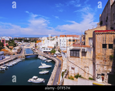 Vue sur le vieux port de ciutadella de menorca, Minorque, Espagne Banque D'Images