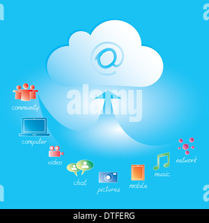 Vector illustration - cloud computing et social media concept Banque D'Images