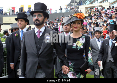 Ascot, Royaume-Uni, Sheikh Mohammed bin Rashid Al Maktoum, chef de Dubaï et la Princesse Haya Bint Al Hussein Banque D'Images