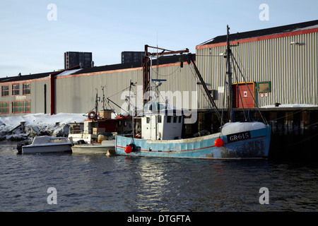 Bateaux de pêche au port de la ville de Nuuk, Groenland Banque D'Images