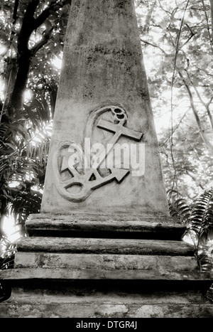 Symbole d'ancrage ferlées maritime sur grave dans Park Street Cemetery à Kolkata Calcutta ouest du Bengale en Inde Asie du Sud. Ancrage de l'histoire Culture Voyage Banque D'Images