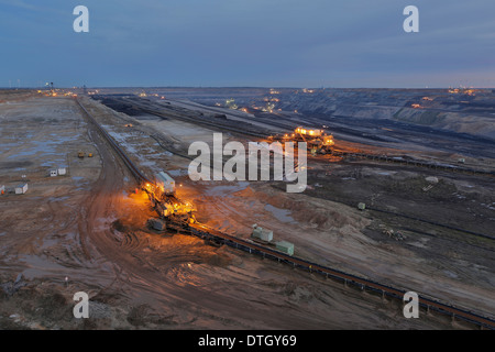 Garzweiler II mine de lignite à ciel ouvert, Jüchen, Rhénanie du Nord-Westphalie, Allemagne Banque D'Images