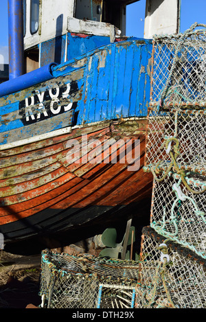 Close up detail d'un vieux bateau de pêche, Hastings. East Sussex. UK Banque D'Images