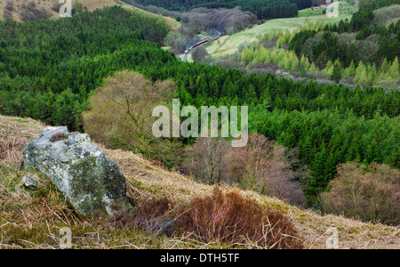 Vintage train diesel fait son chemin à travers la belle North York Moors national park dans le Yorkshire, UK. Banque D'Images