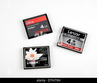 3 trois CF Compact Flash Cartes mémoire CompactFlash Banque D'Images