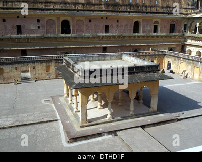 Cour intérieure, Fort Amber nr Jaipur, Rajasthan, Inde Banque D'Images