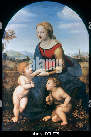 Raphael (1483-1520). Peintre italien. La Vierge et l'enfant avec Saint Jean Baptiste (La Belle jardinière). 1507. Banque D'Images