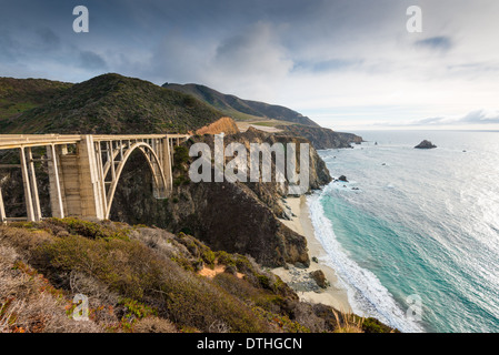 Le quartier historique de Bixby Bridge sur l'Autoroute de la côte Pacifique en Californie Big Sur Banque D'Images