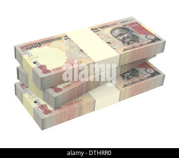 L'Inde Rupee isolé sur fond blanc. 3D générée par ordinateur rendu photographique. Banque D'Images