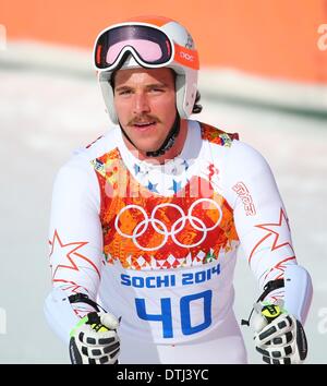 La Pierre Saint Martin, la Russie. Feb 19, 2014. Jared Goldberg, de USA réagit au cours de l'homme Slalom géant de ski alpin dans l'événement Rosa Khutor Alpine Centre au Jeux Olympiques de 2014 à Sotchi, Russie, Krasnaya Polyana, le 19 février 2014 Crédit : © AFP PHOTO alliance/Alamy Live News Banque D'Images