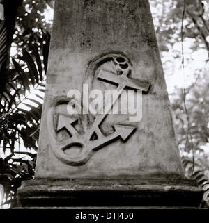 Symbole d'ancrage ferlées maritime sur grave dans Park Street Cemetery à Kolkata Calcutta ouest du Bengale en Inde Asie du Sud. Ancrage de l'histoire Culture Voyage Banque D'Images