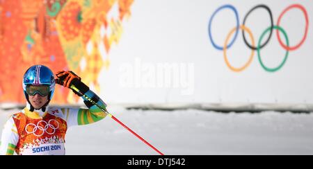 La Pierre Saint Martin, la Russie. Feb 19, 2014. Felix Neureuther de l'Allemagne réagit au cours de l'homme Slalom géant de ski alpin dans l'événement Rosa Khutor Alpine Centre au Jeux Olympiques de 2014 à Sotchi, Russie, Krasnaya Polyana, le 19 février 2014 Crédit : © AFP PHOTO alliance/Alamy Live News Banque D'Images
