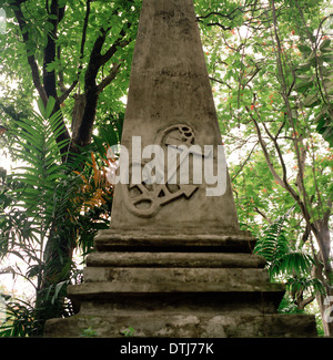 Symbole d'ancrage ferlées maritime sur grave dans Park Street Cemetery à Kolkata Calcutta ouest du Bengale en Inde en Asie du Sud. Billet d'ancrage de la Culture de l'histoire Banque D'Images