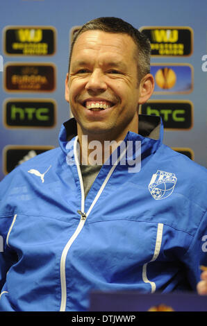 Le capitaine de Viktoria Plzen Pavel Horvath photographié au cours de conférence de presse avant d'Europa League contre Shakhtar Donetsk le 19 février 2014 à Pilsen, République tchèque. (Photo/CTK Petr Eret) Banque D'Images