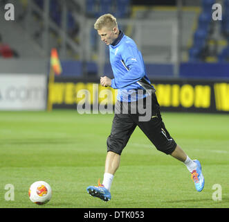 L'équipe de football du FC Vktoria Plzen photographié au cours de la formation avant d'Europa League contre Shakhtar Donetsk le 19 février 2014 à Pilsen, République tchèque. Vaclav Prochazka. (Photo/CTK Petr Eret) Banque D'Images