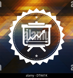 Tableau avec l'icône graphique de croissance. La conception de l'étiquette rétro. Arrière-plan de Hipster fait des triangles, flux couleur effet. Banque D'Images