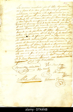 Une pétition historique de 1838 demandant le remplacement de Carlos Carrillo à un poste officiel. Banque D'Images
