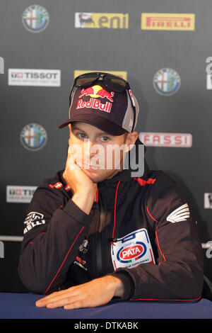 Phillip Island, Australie. 20 Février, 2014. Cavalier irlandais Jonathan Rea à la conférence de presse de pré-saison du Championnat du Monde Superbike FIM 2014. Rea sera circonscription pour le monde de l'équipe Superbike Honda Pata à bord d'une Honda CBR1000RR. Le premier tour de la FIM 2014 saison Championnat du Monde Superbike se déroule du 21 au 23 février 2014 au circuit Grand Prix de Phillip Island en Australie. Rea sera à la recherche d'améliorer ses résultats antérieurs au circuit de Phillip Island. Credit : Russell Hunter/Alamy Live News Banque D'Images