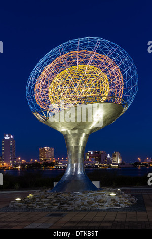 Tillie Fowler Memorial au crépuscule, Northbank Riverwalk, Jacksonville, Floride Banque D'Images