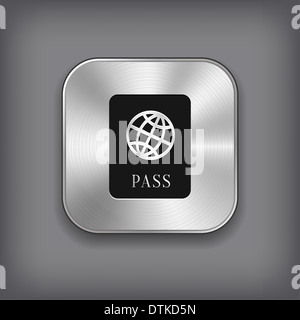 L'icône de passeport - metal bouton app avec ombre Banque D'Images