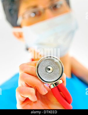 Female doctor with stethoscope in hospital Banque D'Images