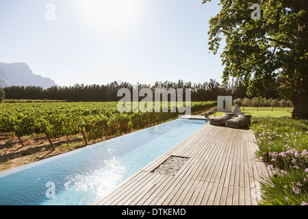 Piscine De luxe entre jardin et vignoble Banque D'Images