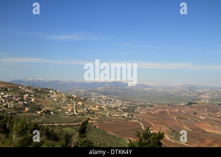 Israël, Galilée, un regard sur le Liban du kibboutz Misgav Am, Metula est visible sur la droite Banque D'Images