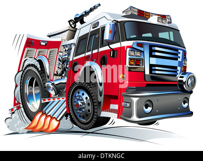 Cartoon Fire Truck Hotrod Banque D'Images