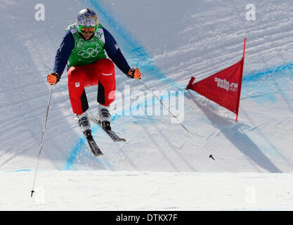 Sochi, Russie. 20 février 2014. Tomas Kraus de République tchèque est visible pendant les hommes de ski cross compétition à la Rosa Khutor Extreme Park, à l'occasion des Jeux Olympiques d'hiver de 2014, la Russie de Krasnaya Polyana, le 20 février 2014. Photo : CTK/Vondrous Romain Photo/Alamy Live News Banque D'Images
