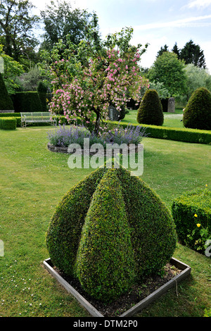 Haie topiaire dans jardin privé dans le petit village de Nunney, Somerset, un jardin anglais en milieu rural Somerset Banque D'Images