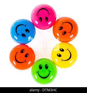 Smileys colorés isolé sur fond blanc Banque D'Images