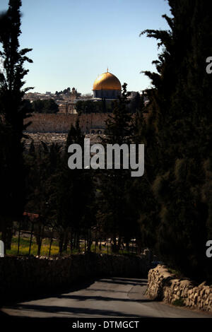 Jérusalem, Jérusalem, territoire palestinien. Feb 20, 2014. Une photo montre le Dôme du Rocher mosquée, troisième lieu saint de l'Islam, dans la vieille ville de Jérusalem, le 20 février 2014 Credit : Saeed Qaq/APA Images/ZUMAPRESS.com/Alamy Live News Banque D'Images