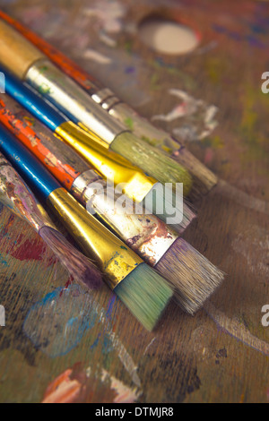 Palette en bois balais sur les artistes Banque D'Images