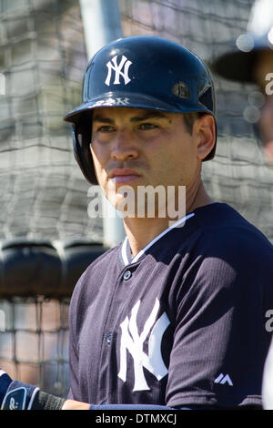 Tampa, Floride, USA. Feb 20, 2014. Jacoby Ellsbury (Yankees) MLB : Jacoby Ellsbury des Yankees de New York au cours de la le premier jour de la formation de baseball au printemps Yankees au George M. Steinbrenner Field à Tampa, Florida, United States . Crédit : Thomas Anderson/AFLO/Alamy Live News Banque D'Images