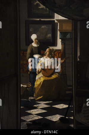 Johannes Vermeer (1632-1675). Peintre hollandais. La lettre d'amour, ch. 1669-1670. Rijskmuseum. Amsterdam. Aux Pays-Bas. Banque D'Images