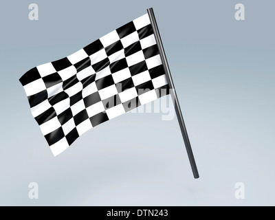 Drapeau de course dans le vent. 3d illustration Banque D'Images