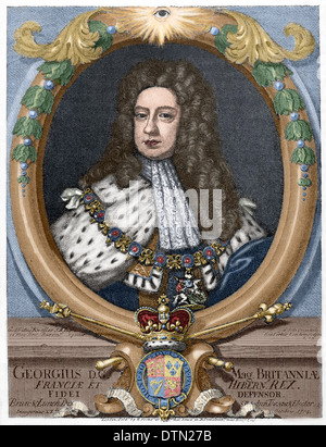 George II (1683-1760). Roi de Grande-Bretagne et d'Irlande. Électeur du Saint Empire Romain. Gravure en couleur. Banque D'Images